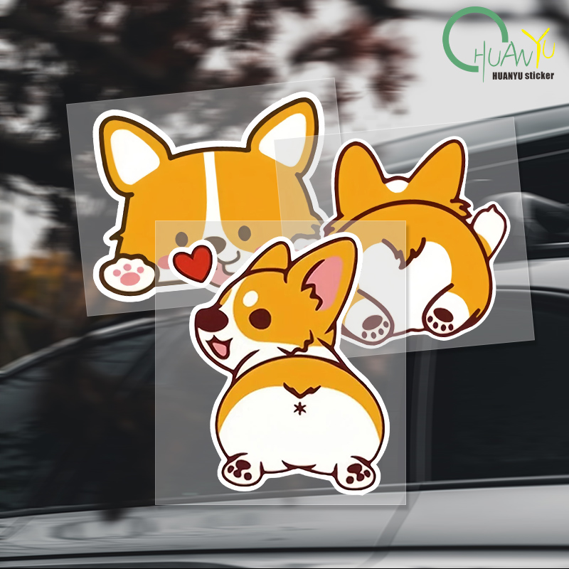 Motorcycle Gear Equipment - Car Cartoon Car Sticker Corgi Sticker