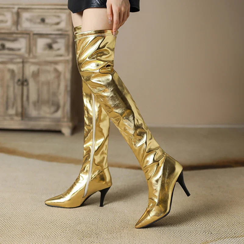 Women Thigh High Boots Silver  – Riding Boot Short recenzja i cena
