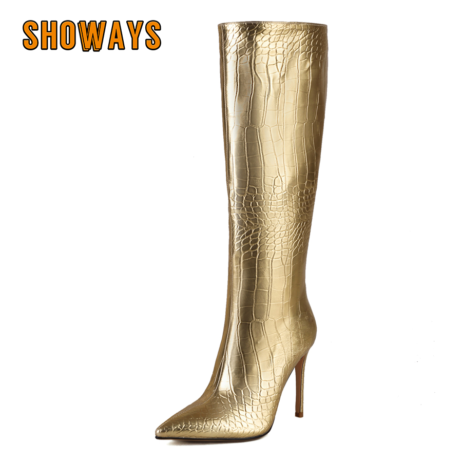 Shiny Silver Gold Women Knee H – Riding Boot Short recenzja i cena
